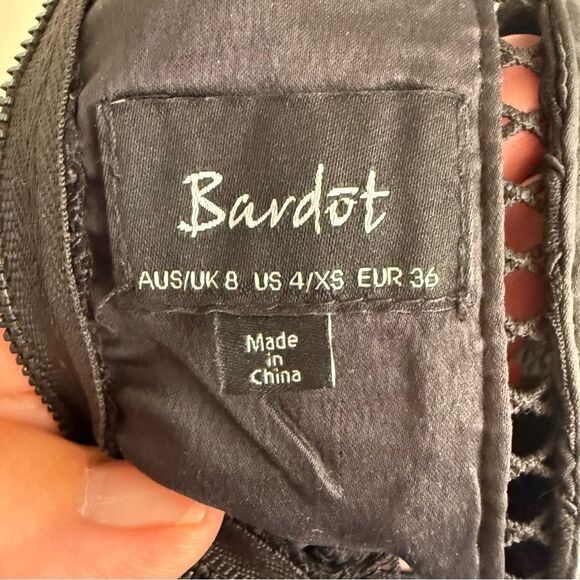 Bardot Splice Panel Lace Cutout Midi Dress Black Size 4 - Picture 8 of 9